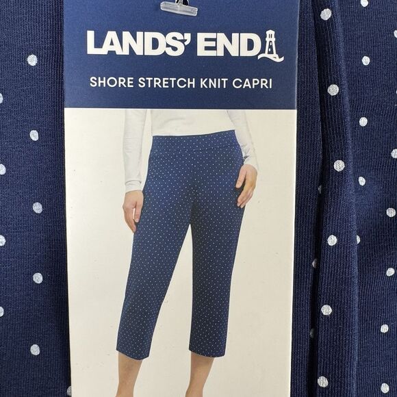 Lands' End Shore Womens Size X-Small Navy Blue Stretch Knit Capri Cropped Pants - Picture 9 of 10